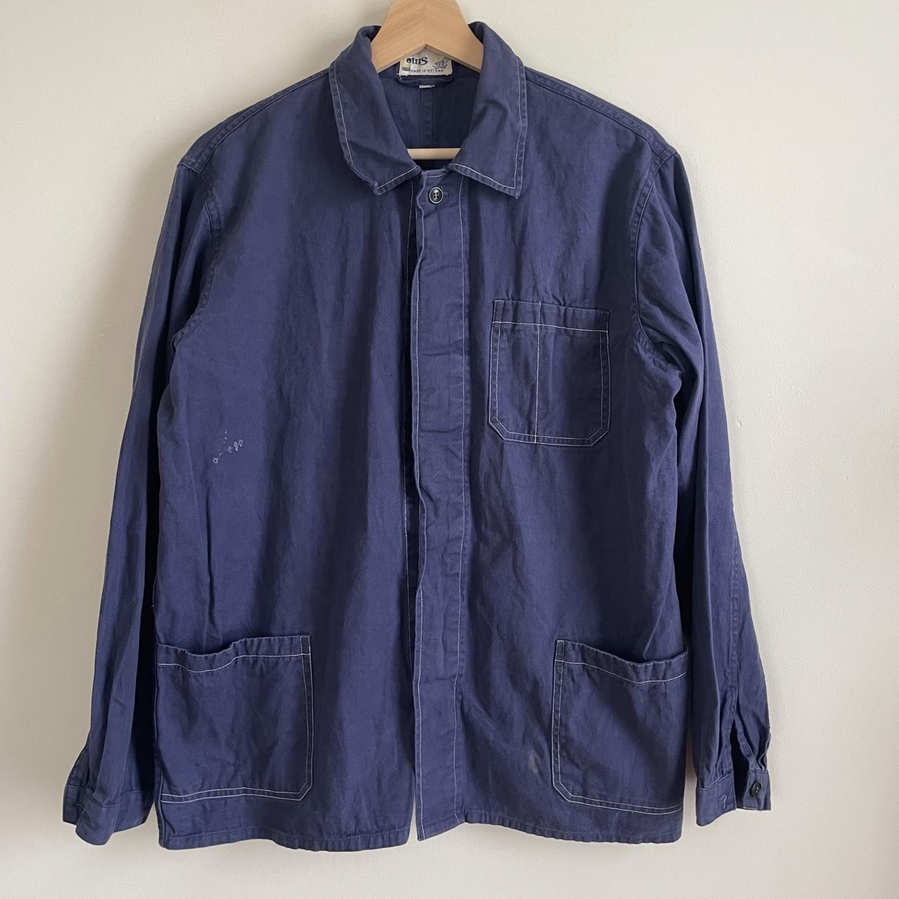 Vintage indigo blue French chore jacket (shirt like)... - Depop