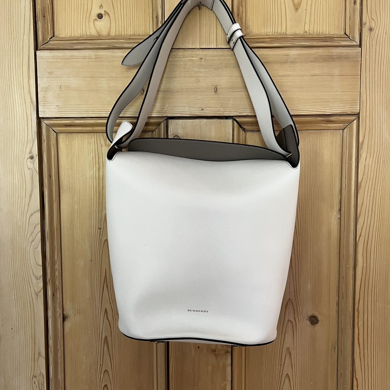 Burberry bucket back, white leather. Depth of bag... - Depop