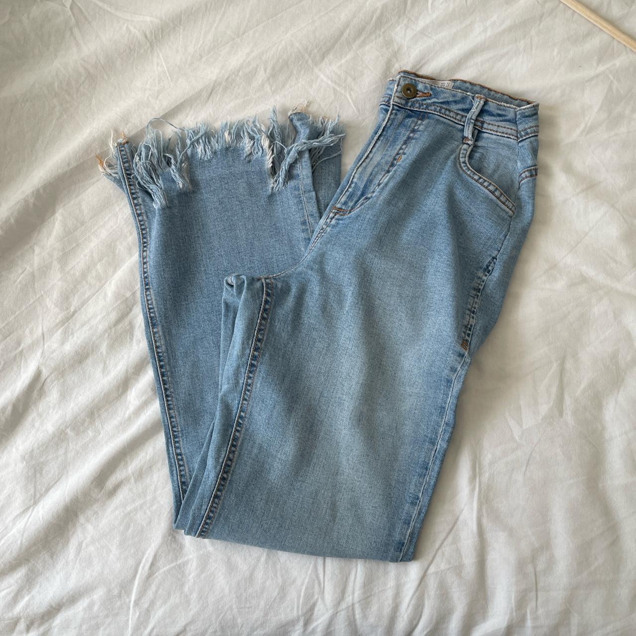 Zara Trafaluc light denim jeans, altered to fit size... - Depop