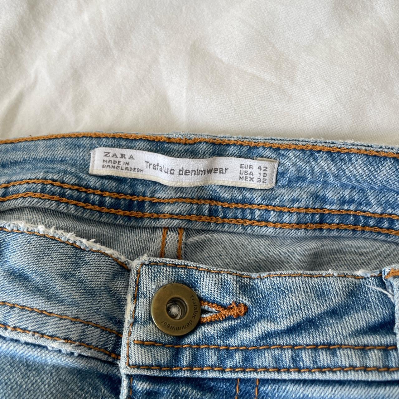 Zara Trafaluc light denim jeans, altered to fit size... - Depop