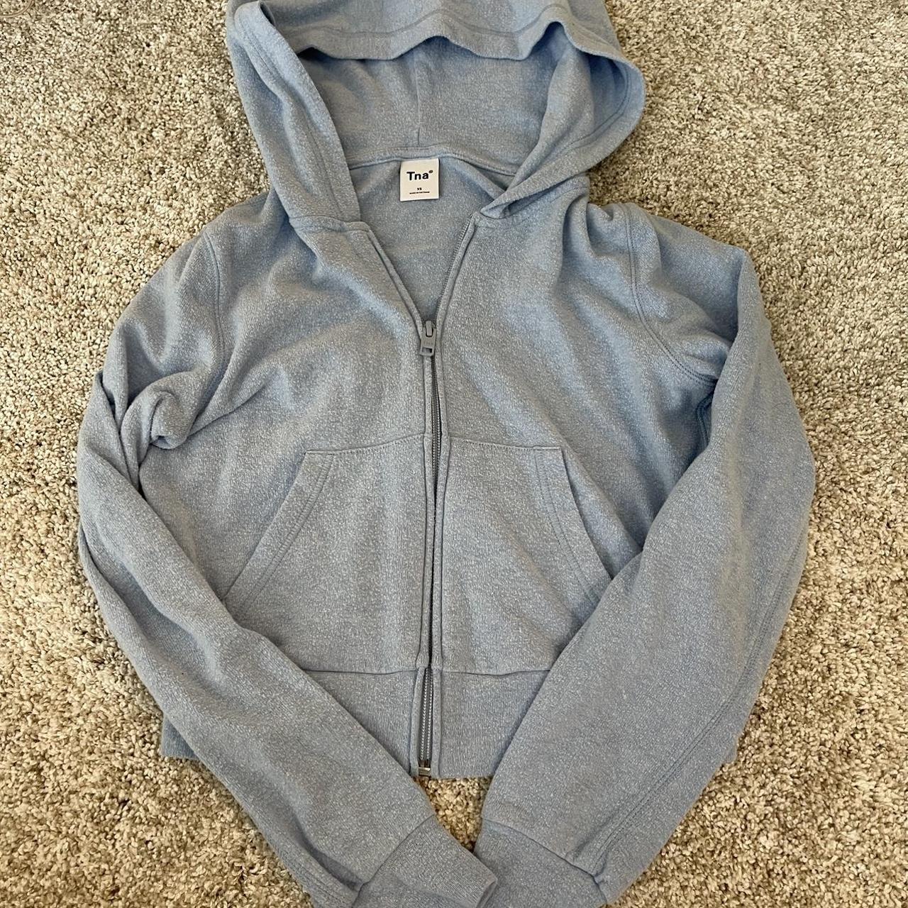 Aritzia TNA blue zip up size XS. Light Piling... - Depop