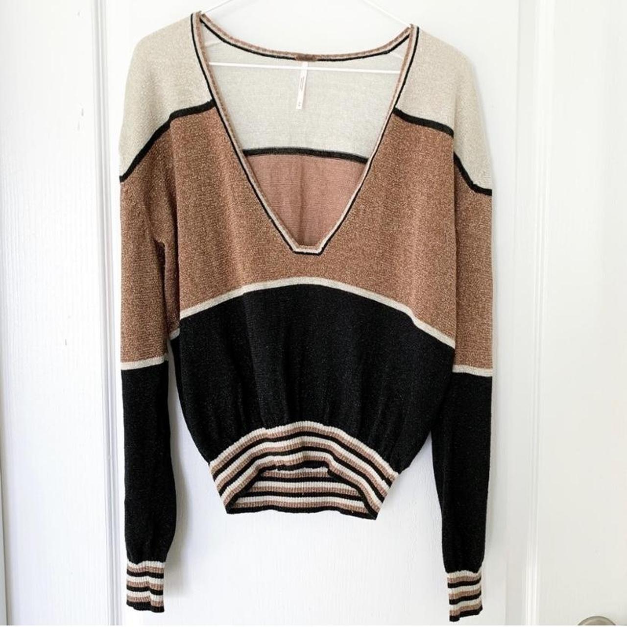 Metallic clearance striped sweater