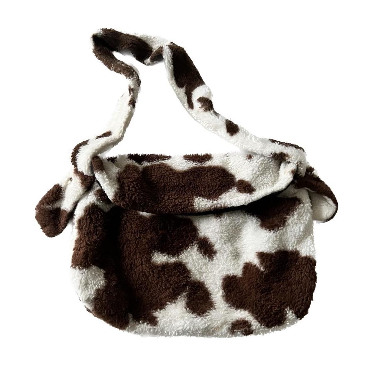 Cow print discount tote bag fluffy