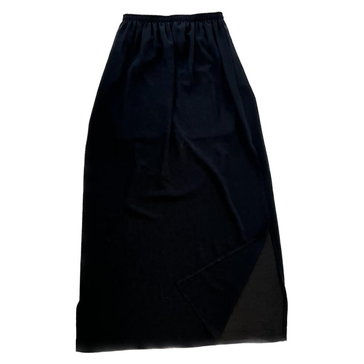 cute basic sheer black maxi skirt | forever 21 |... - Depop