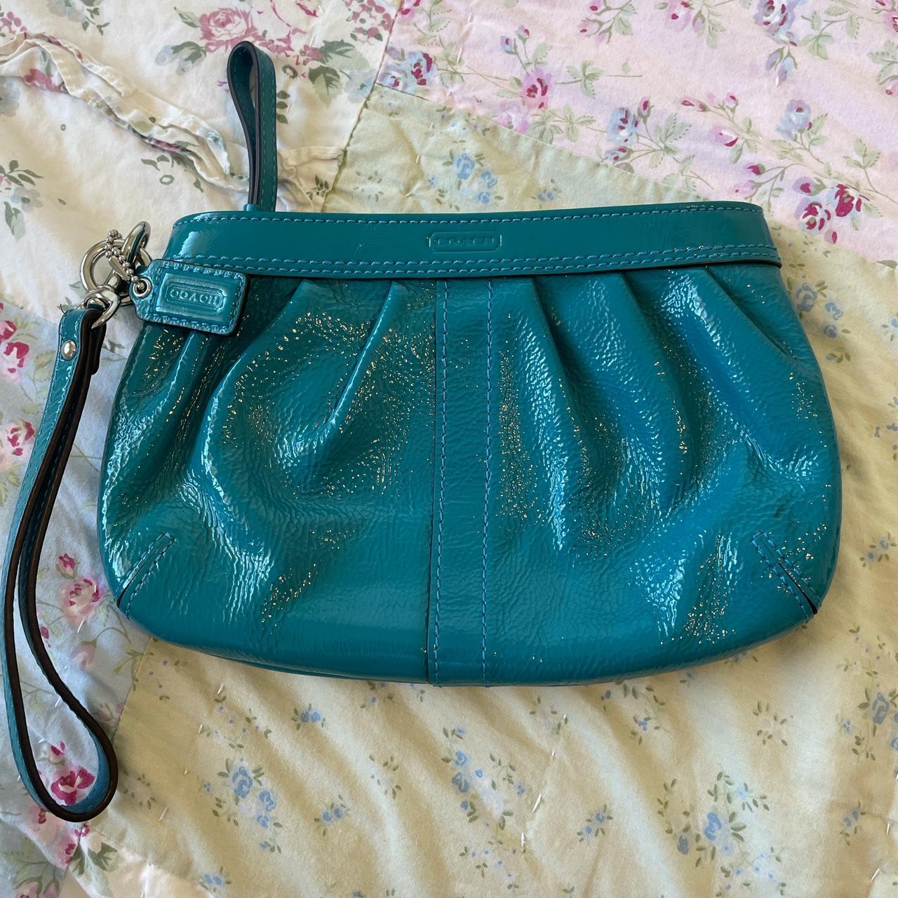 COACH Black Pleated Leather Wristlet. Large enough - Depop