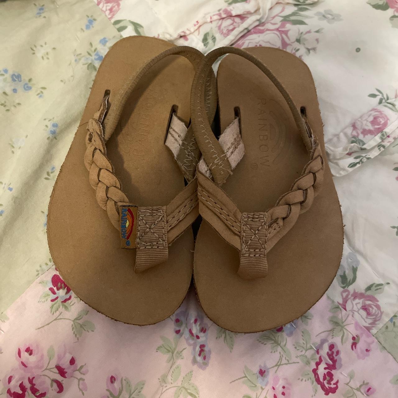 🌈👶🏻Braided Leather Baby Rainbow Sandals Depop