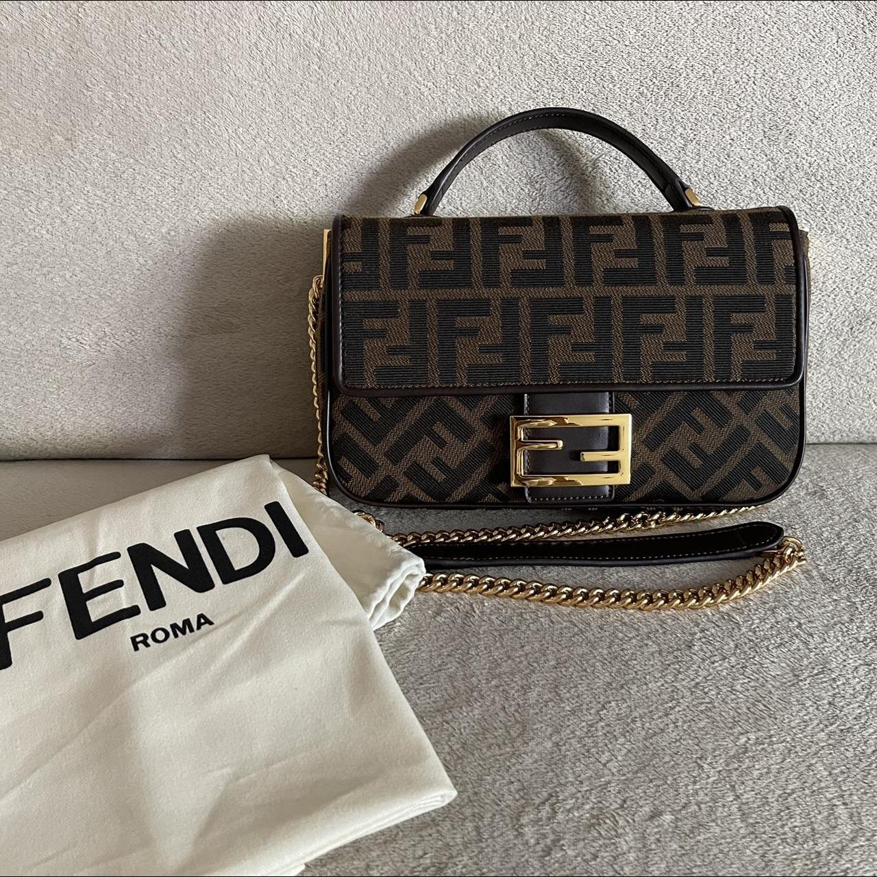 Fendi Baguette Chain MIDI Bag in Jacquard FF... - Depop