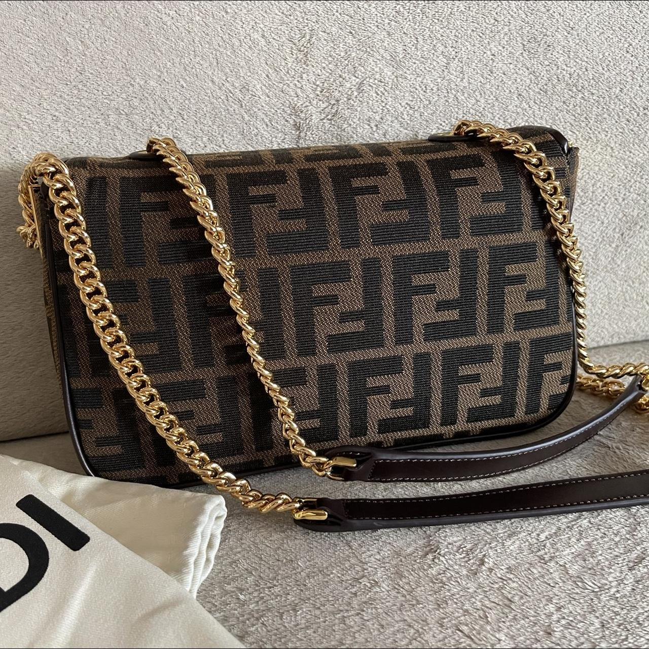 Fendi Baguette Chain Midi Bag In Jacquard Ff Depop