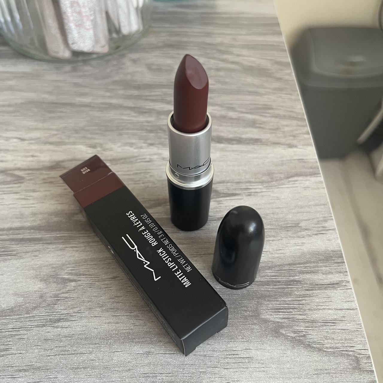 MAC matte lipstick in shade Diva Brand new in box 🖤... - Depop