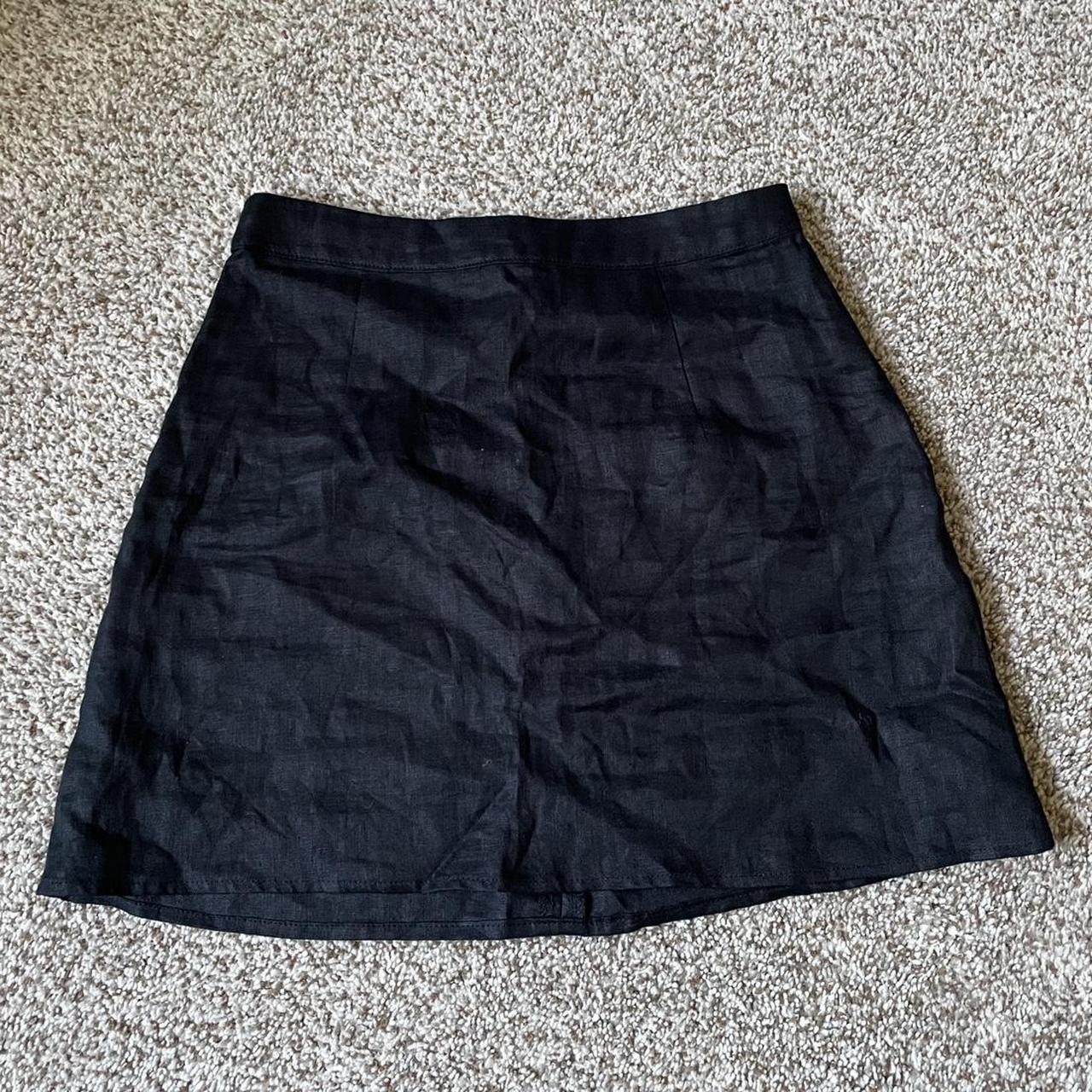 verge girl black linen mini skirt. light and... - Depop