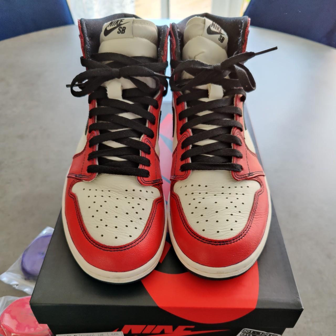 Jordan Men's Red and White Trainers Depop