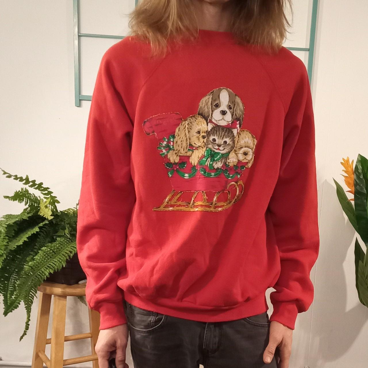 Vintage Christmas sweater, fun graphic on the front.... Depop