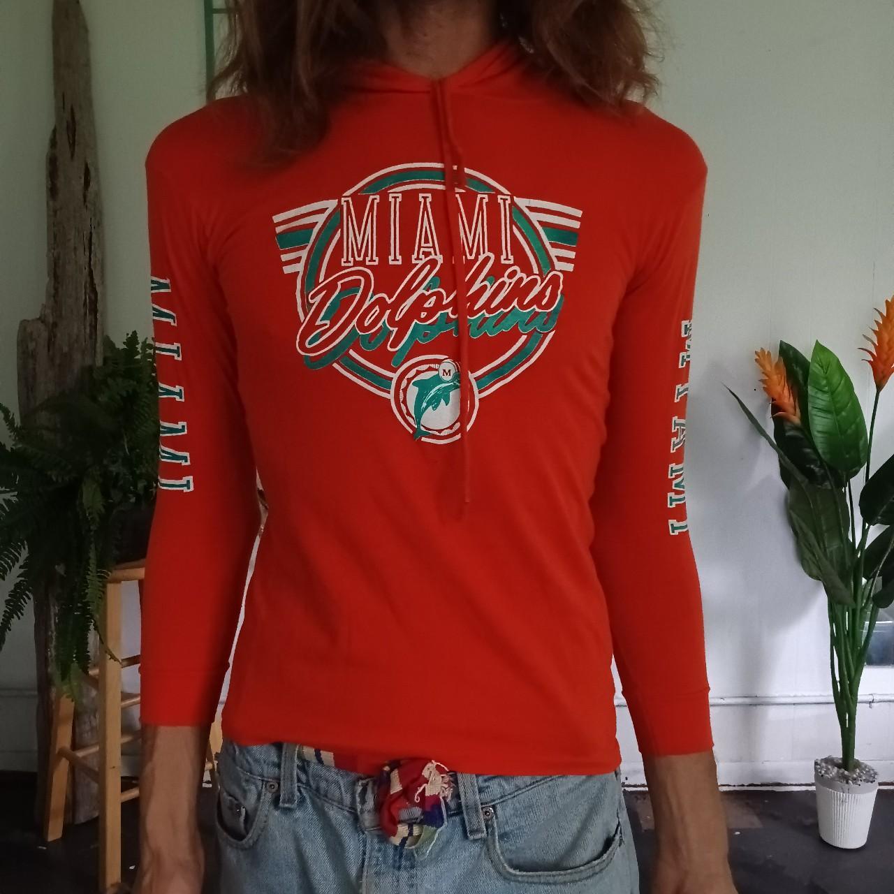 Vintage Logo 7 Miami Dolphins sweatshirt in white. - Depop