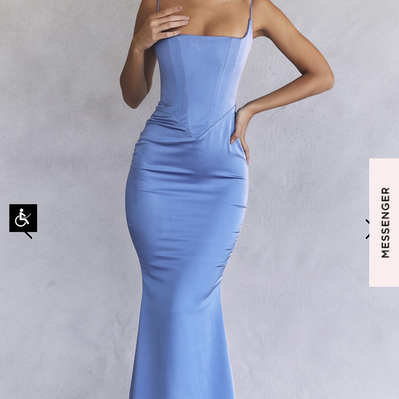 House of CB Olivette periwinkle satin corset maxi... - Depop