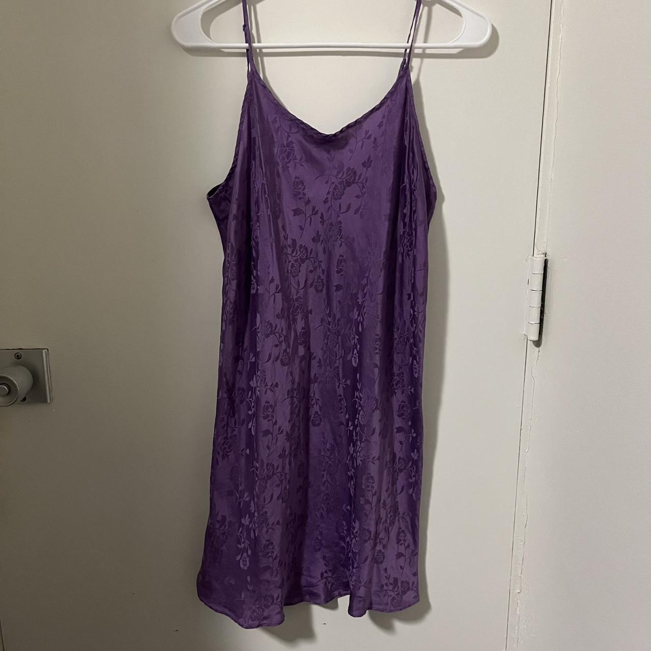 purple lingerie slip dress no size but would best... - Depop