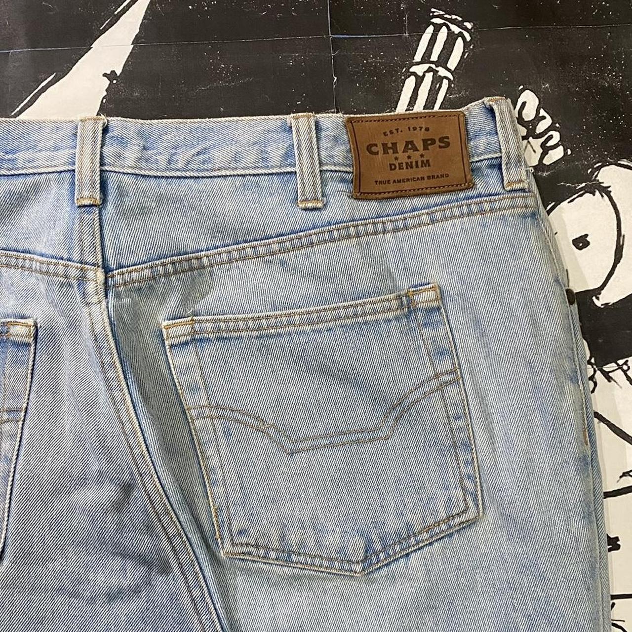 Super baggy chaps jeans. Raw hem 38 waist by 29... - Depop