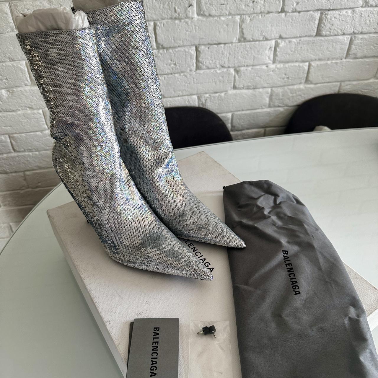 Brand New Balenciaga knife 110mm booties silver Depop