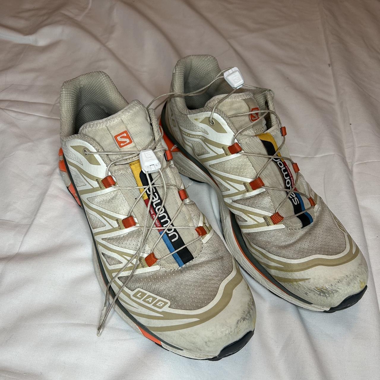 SALOMON XT-6 CREAM & ORANGE HIKING TRAIL... - Depop