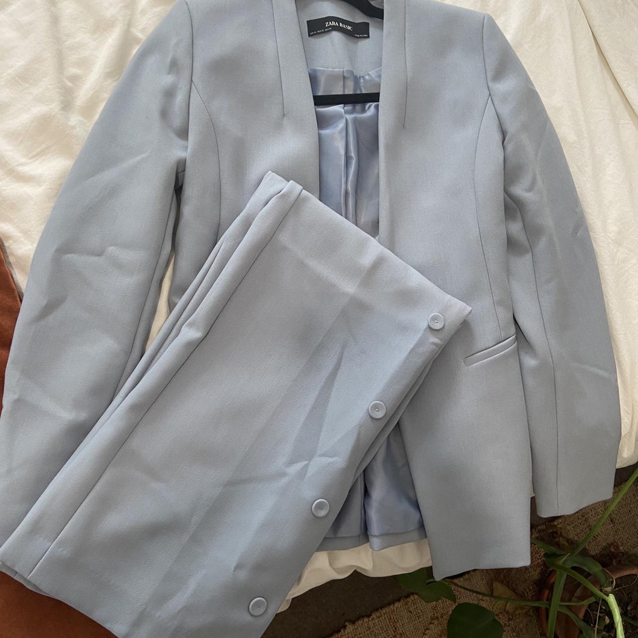 Zara light blue suit set Sadly the trousers are too... Depop