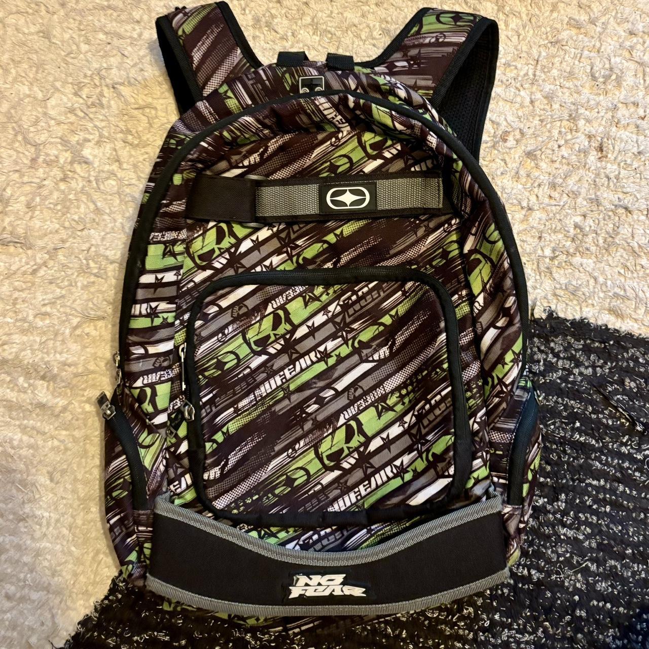 Y2K No Fear Backpack built in skateboard holder. Depop