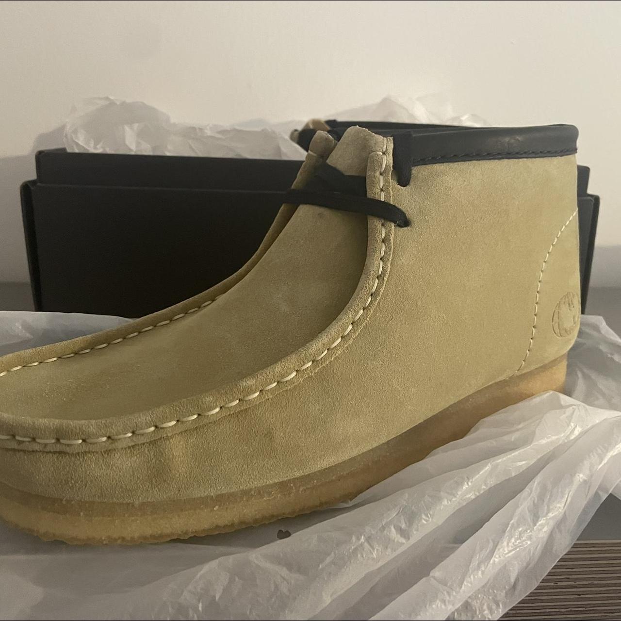 Clarks Men's Cream and Black Boots | Depop