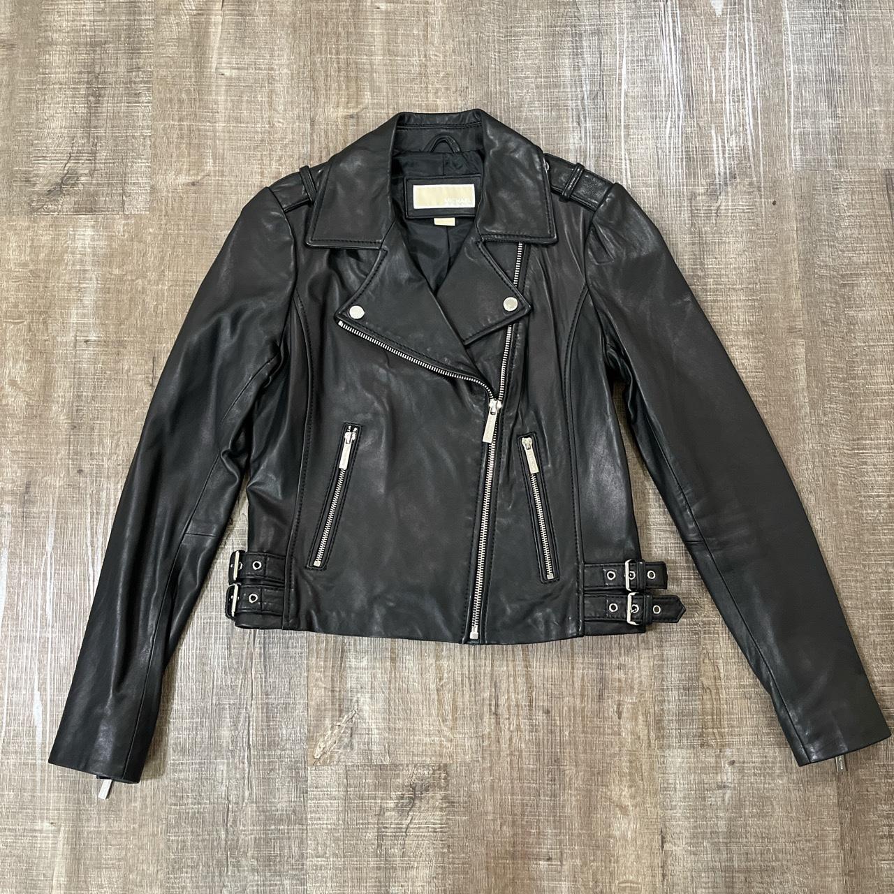 Michael kors leather hot sale biker jacket