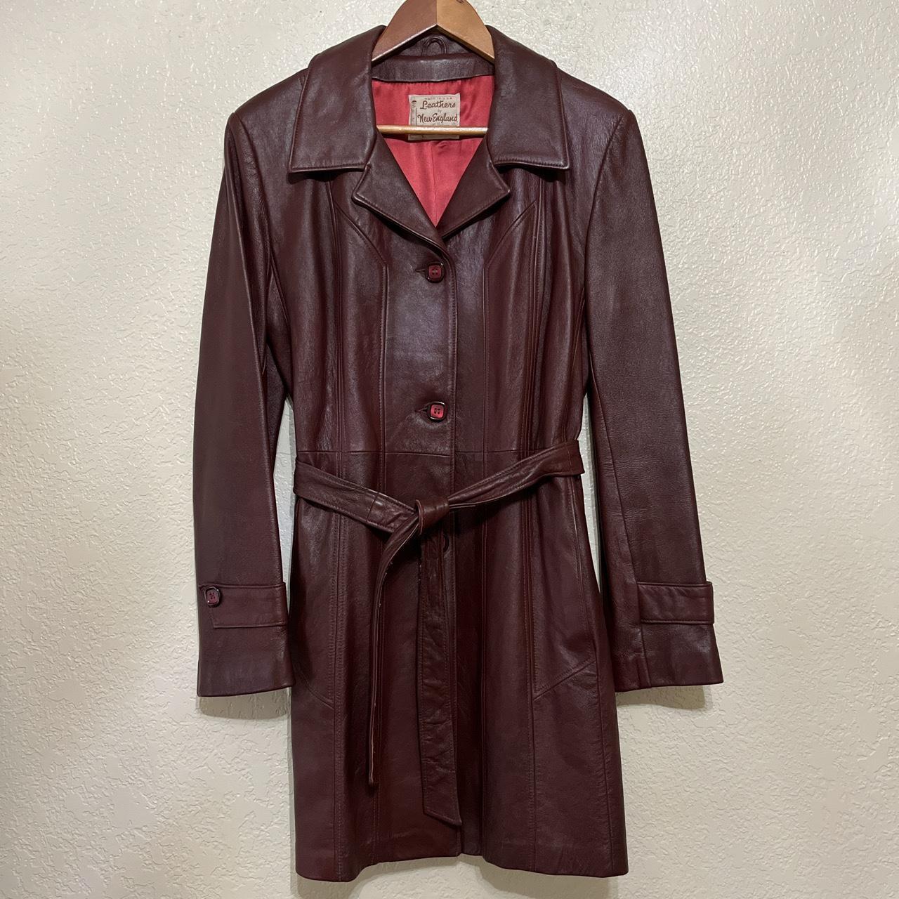 Vintage Women’s Leather Trench Coat Jacket Size... - Depop