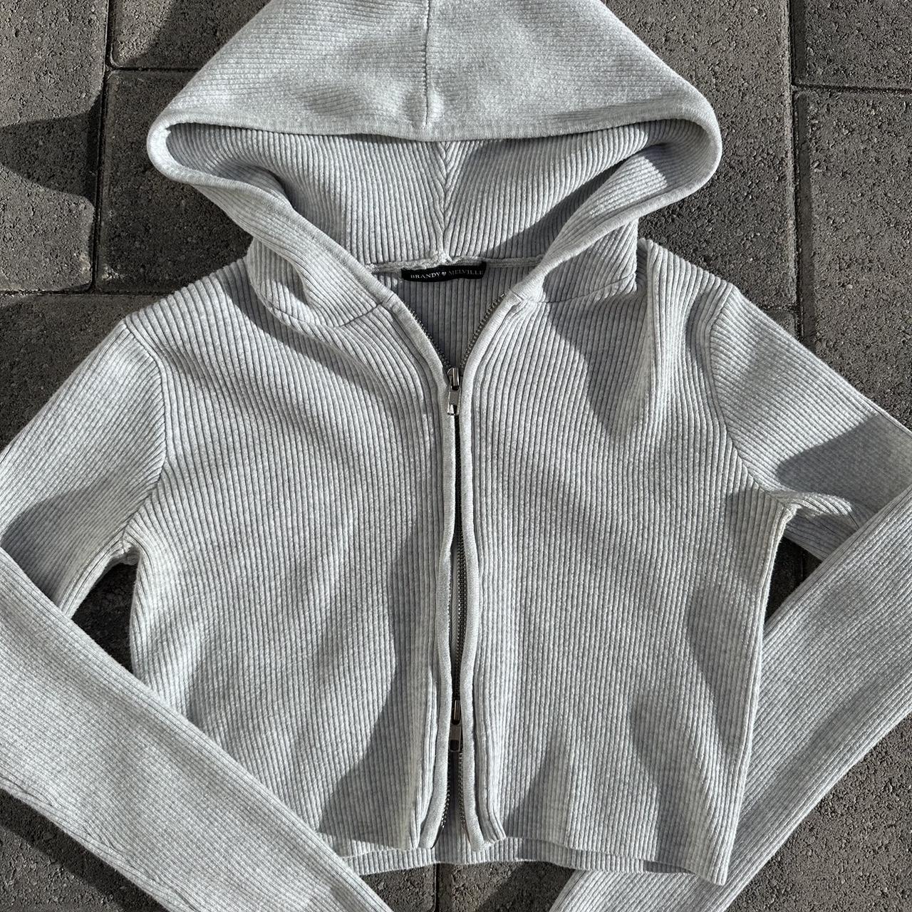 ARDEN~Brandy Melville zip hoodie in a heather grey! - Depop
