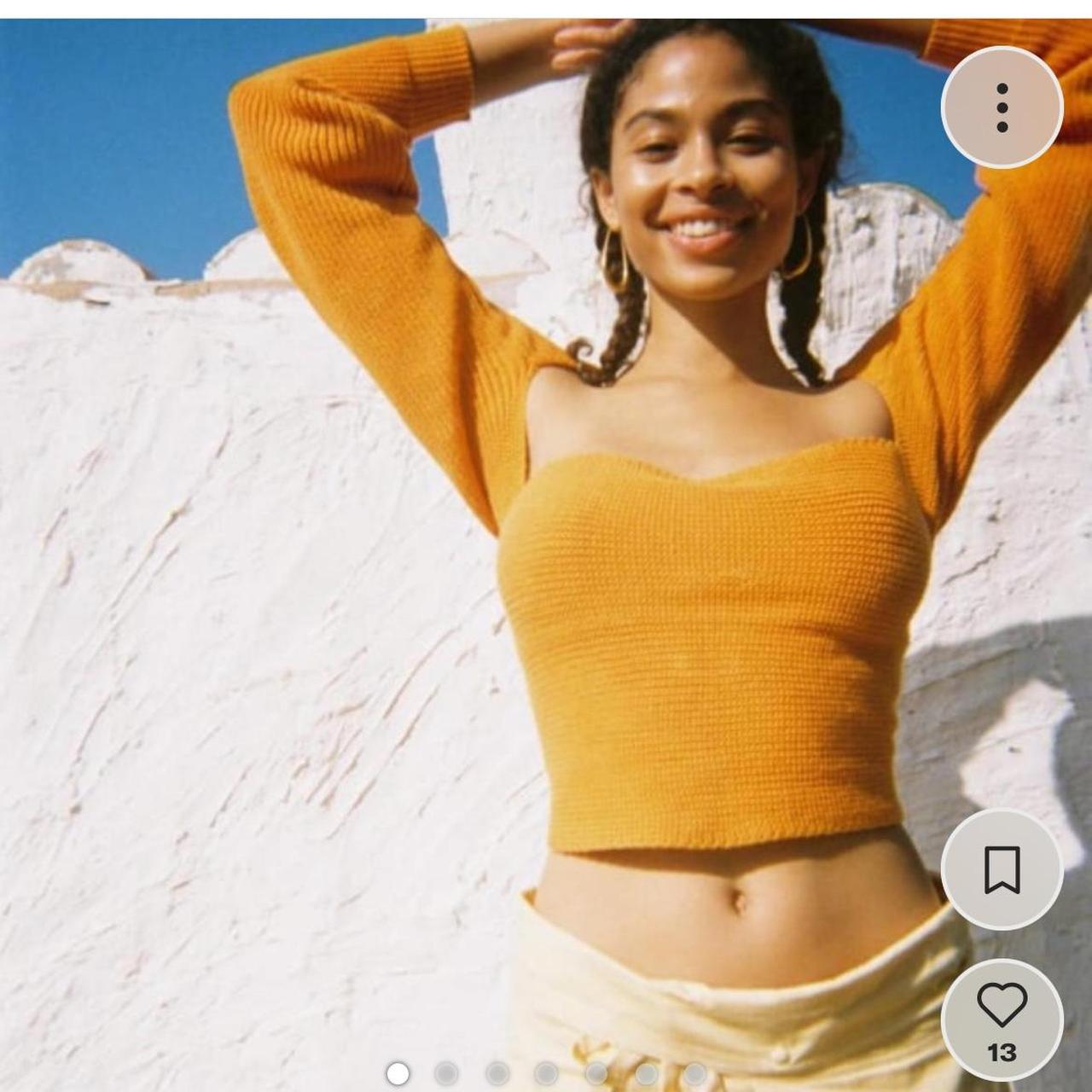 Small Gimaguas Marianne wrap sweater top in orange. | Depop