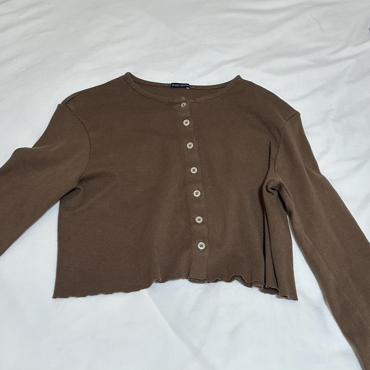 brandy melville brown long sleeve crop top!🧸🤎 has... - Depop