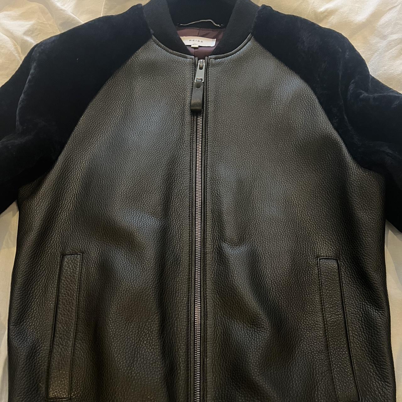 Men’s Reiss Bambrough leather bomber jacket... Depop