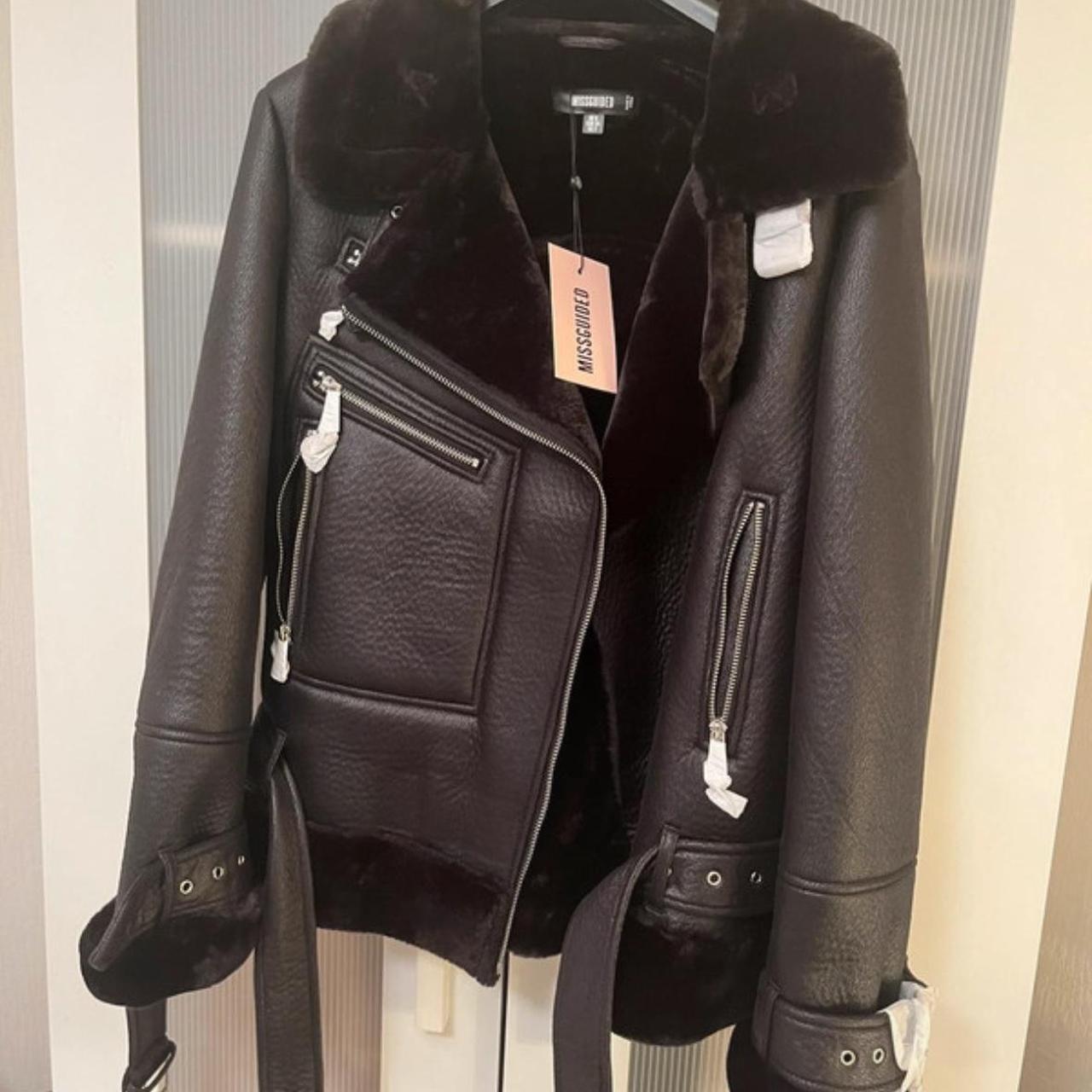 Missguided premium black zip detail aviator jacket sale