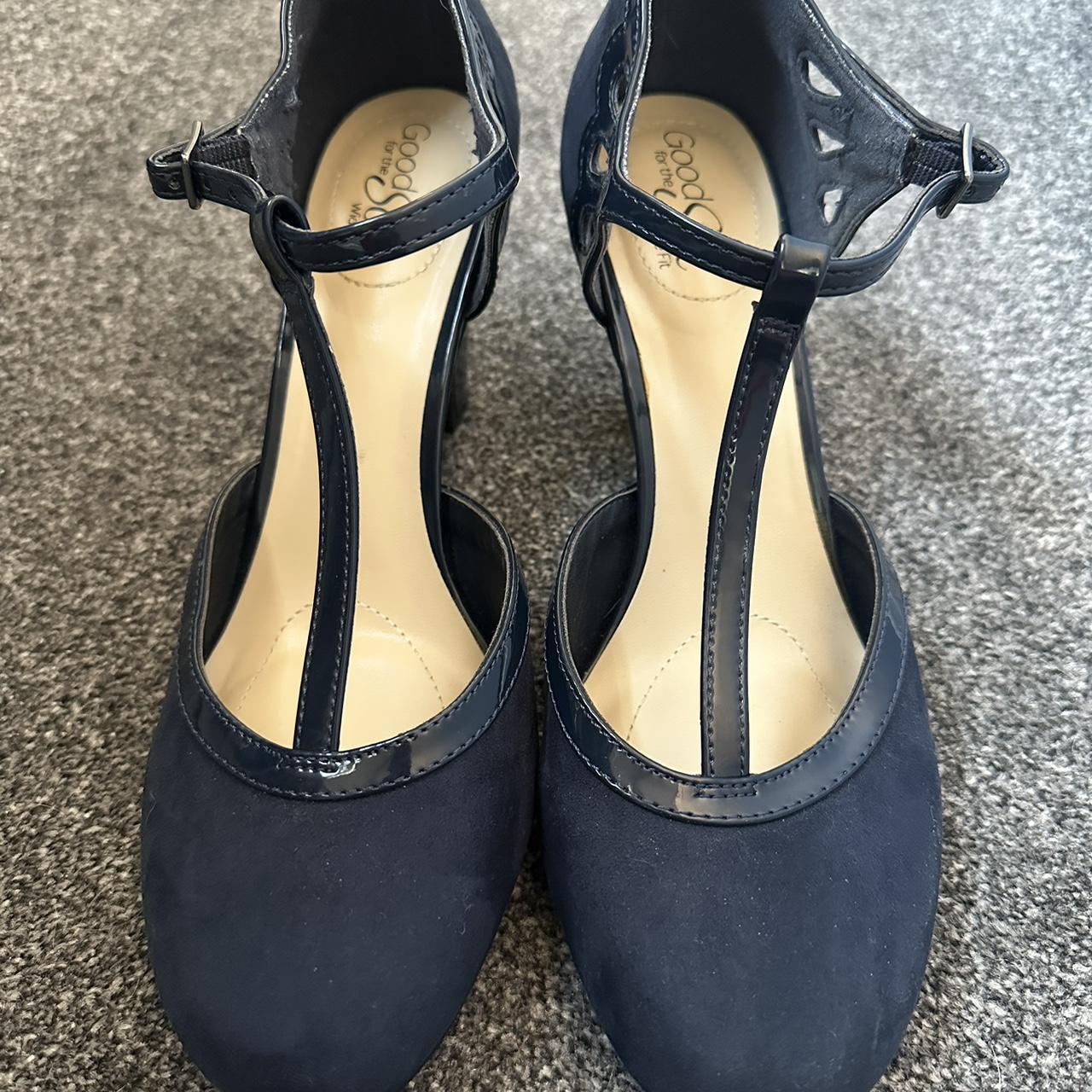 debenhams navy blue wide fit heels. work once for... - Depop