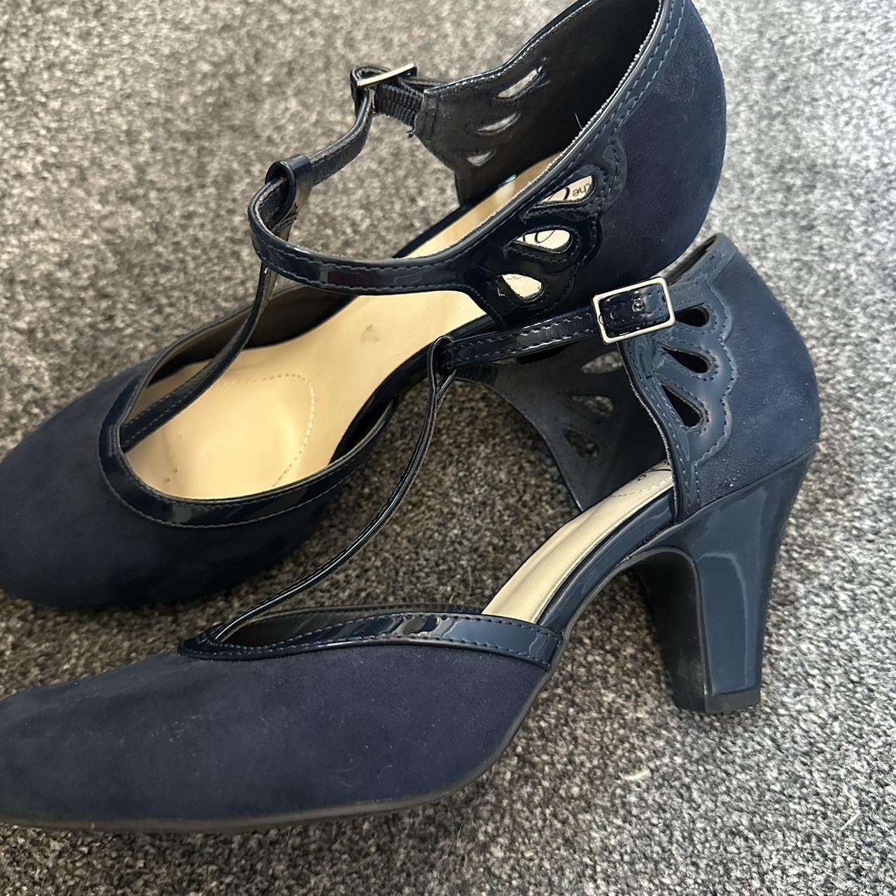 debenhams navy blue wide fit heels. work once for... - Depop