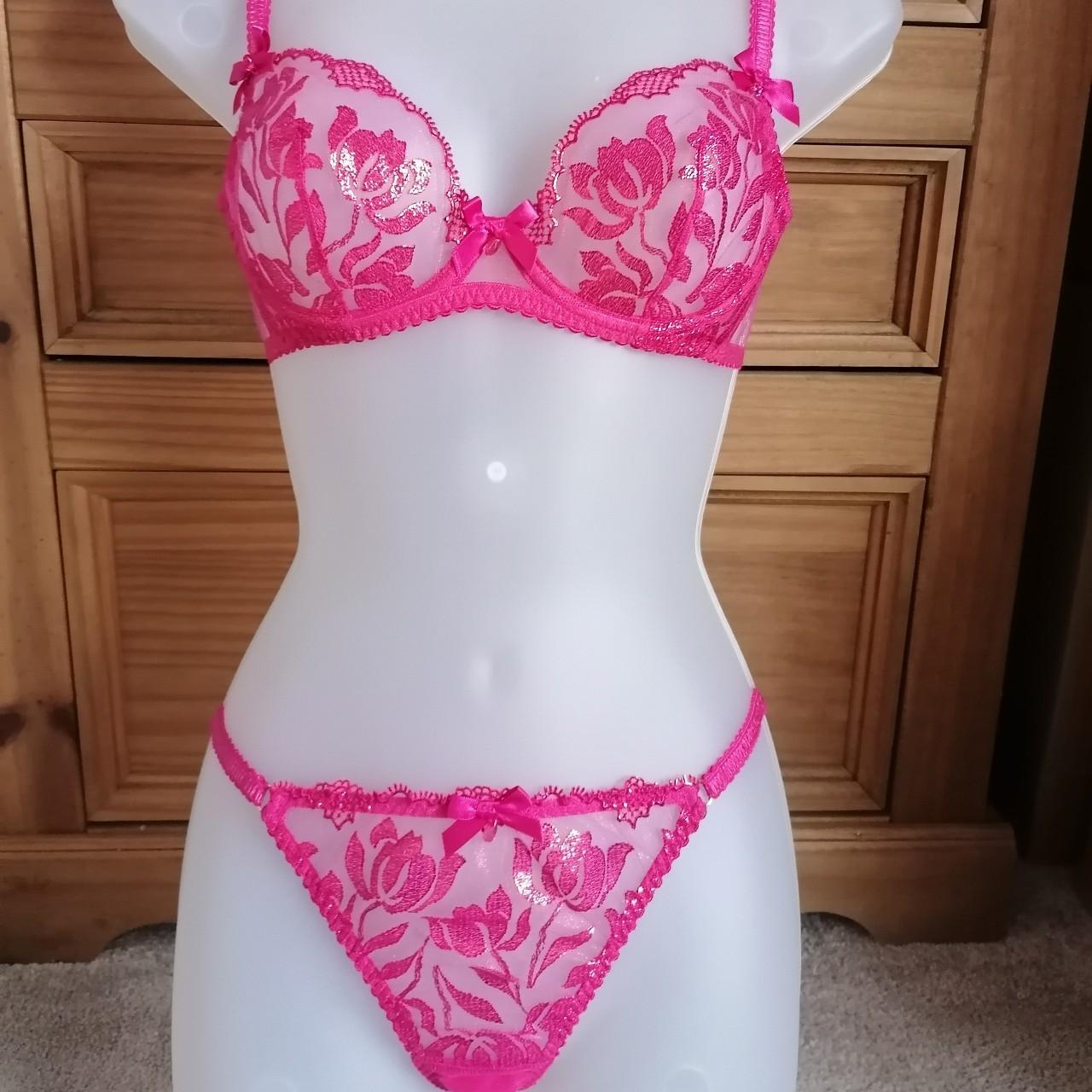 Agent Provocateur Pink Sparkle Set. Sizes - Depop