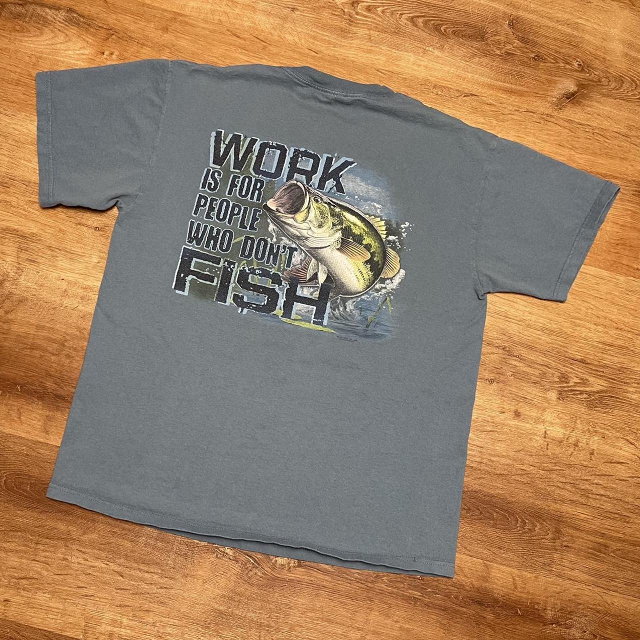Funny Fishing T-shirt Size large. 21 inches pit to - Depop