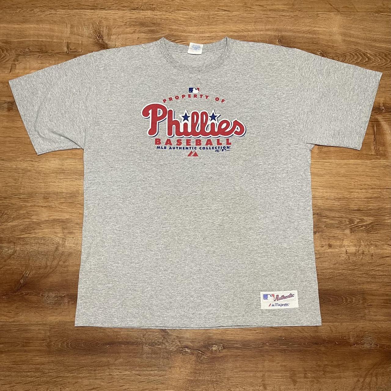 Vintage 00s Red Majestic MLB Phillies Authentic Collection T-Shirt