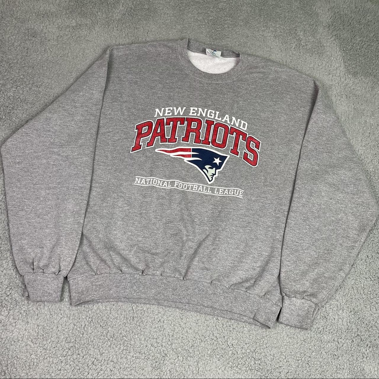 Vintage NFL Patriots Crewneck Perfect Faded Blue - Depop