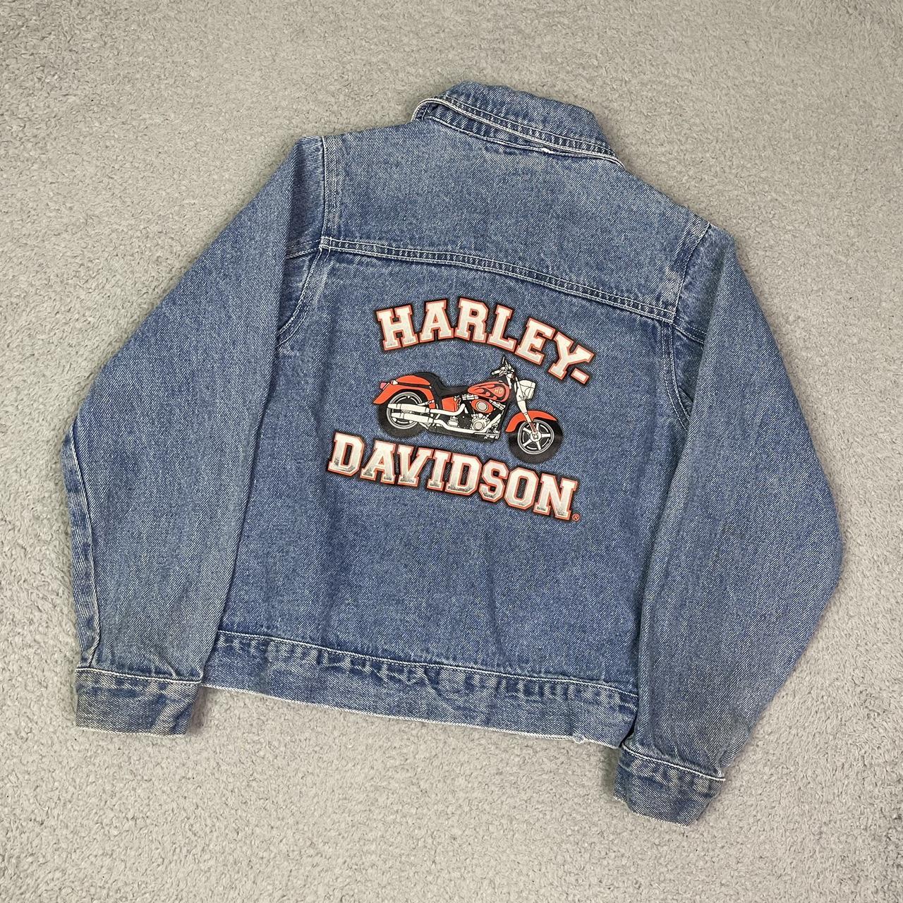 Kids Harley Davidson denim jacket Size medium. 15... - Depop