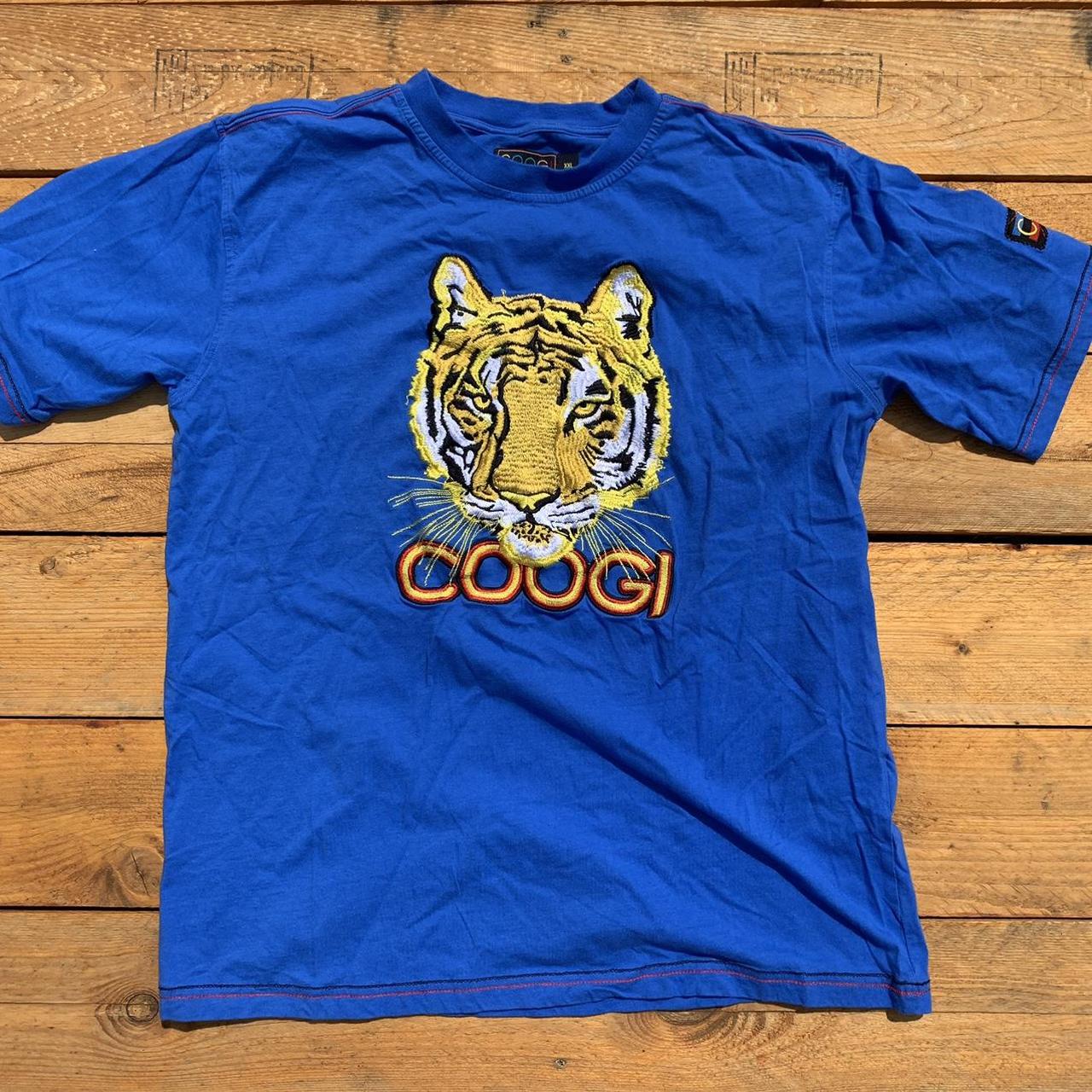 Coogi Men's Blue and Orange T-shirt | Depop
