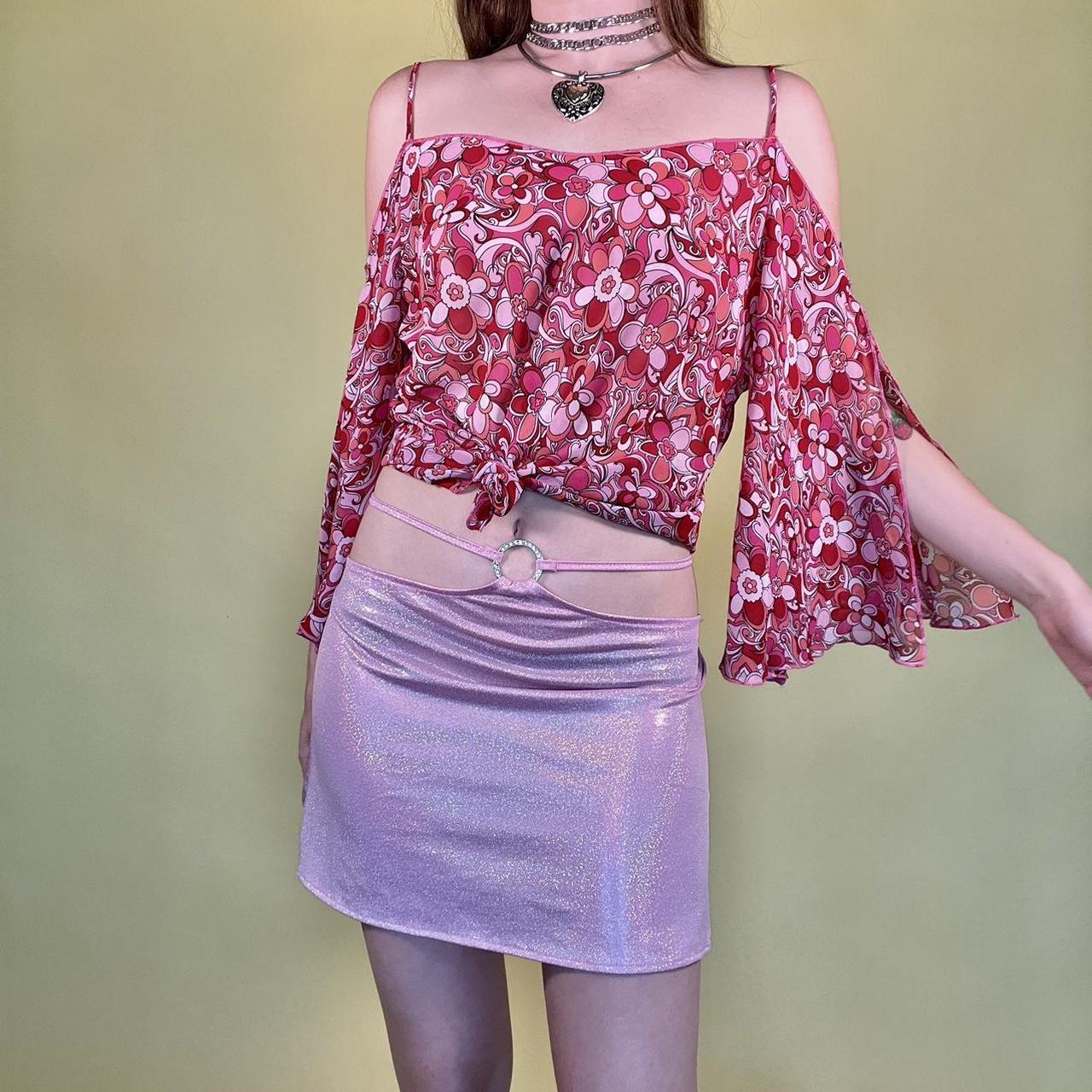 fun y2k sparkly iridescent baby pink tube top //... Depop