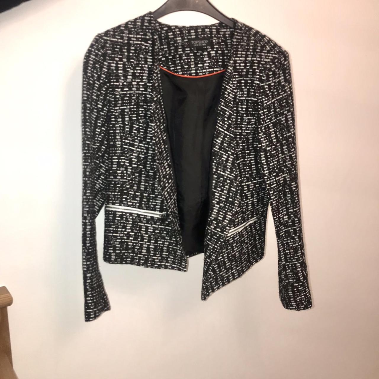 Topshop Women's Black and White Jacket | Depop