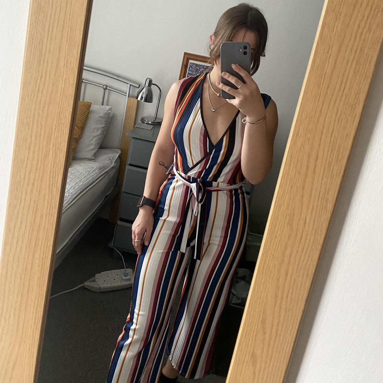 Primark multi coloured striped jumpsuit Size 4 but