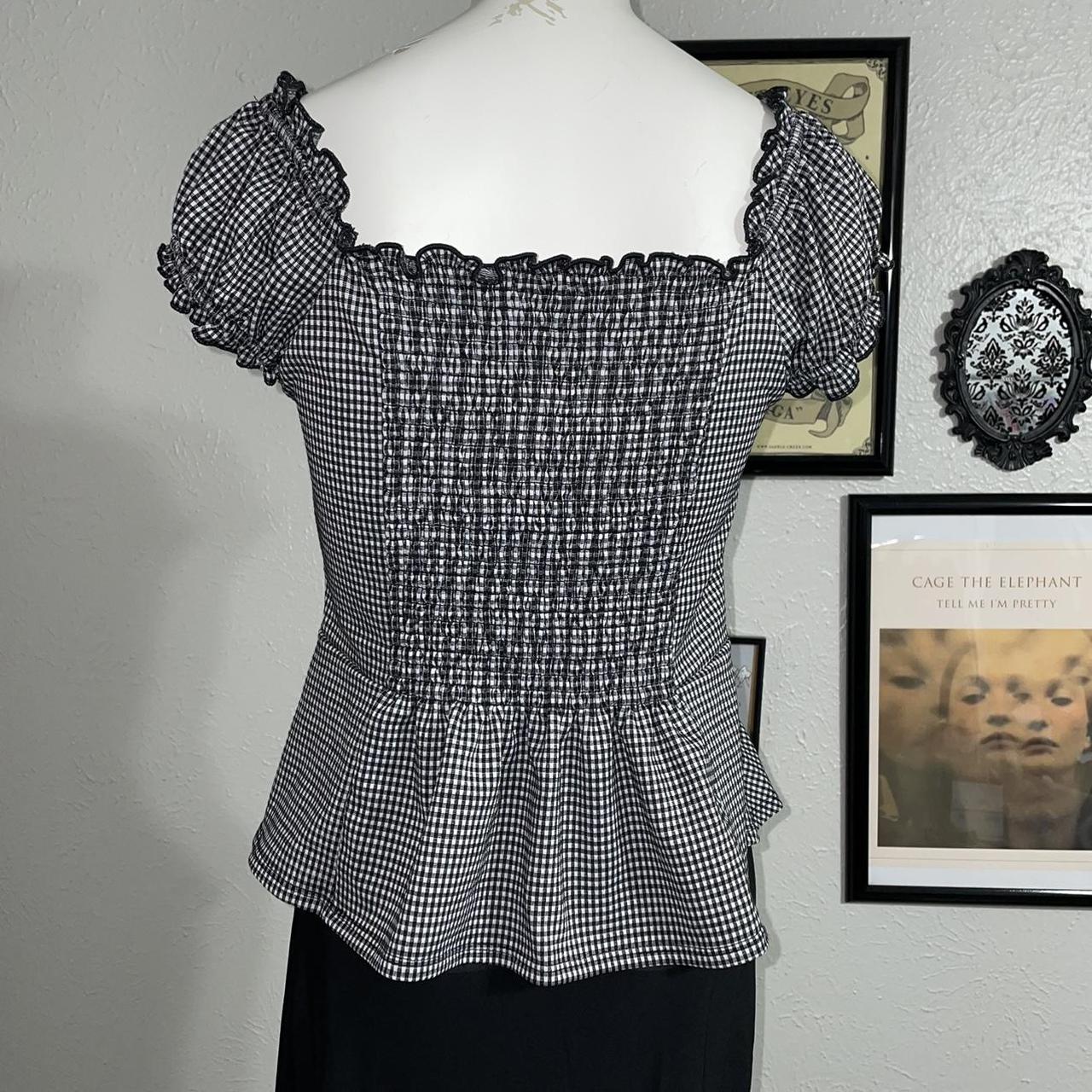 ★Milkmaid Gingham Top★ Black/ white top with a... - Depop