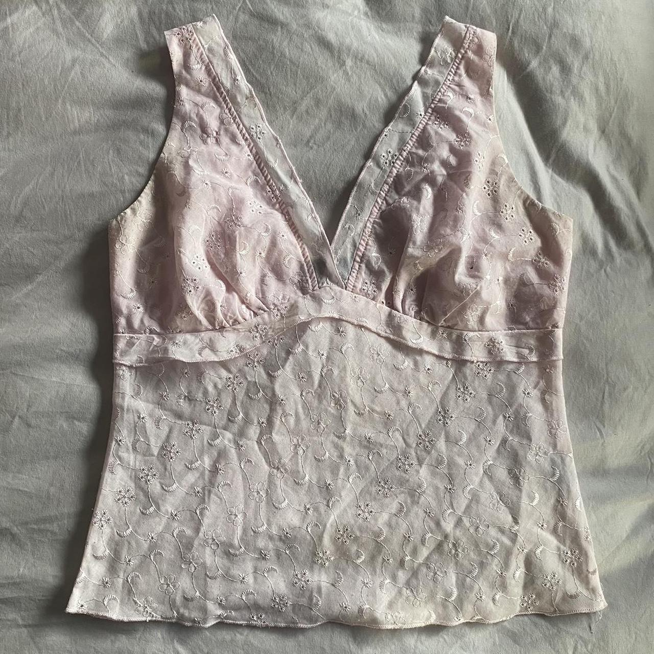 Broderie anglaise pink fashion fair top! Genuine y2k... - Depop