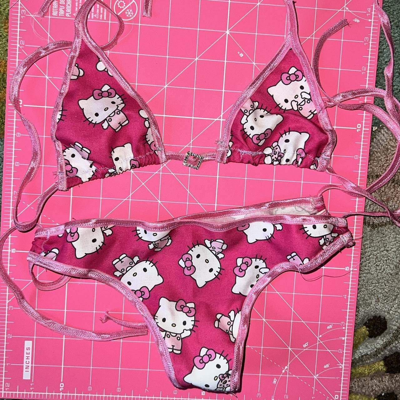 Pink Handmade Hello Kitty Bikinilingerie Never Depop 