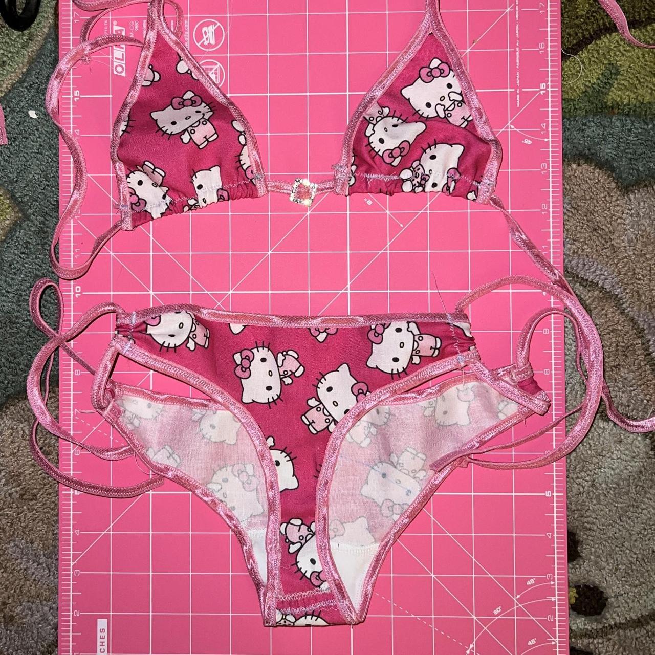 Pink Handmade Hello Kitty Bikinilingerie Never Depop 
