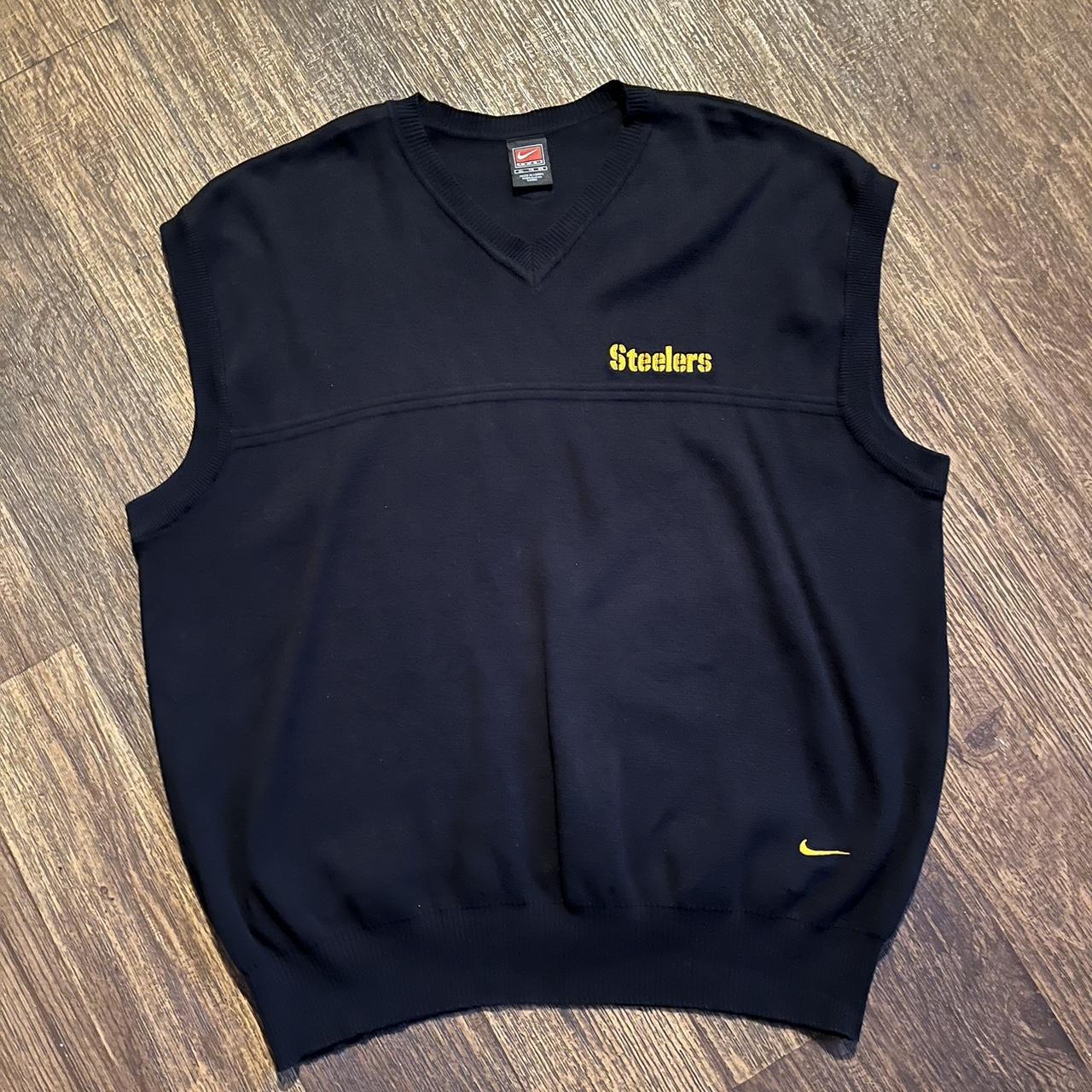 90s Nike Pittsburgh Steelers sweater vest Size XL Depop