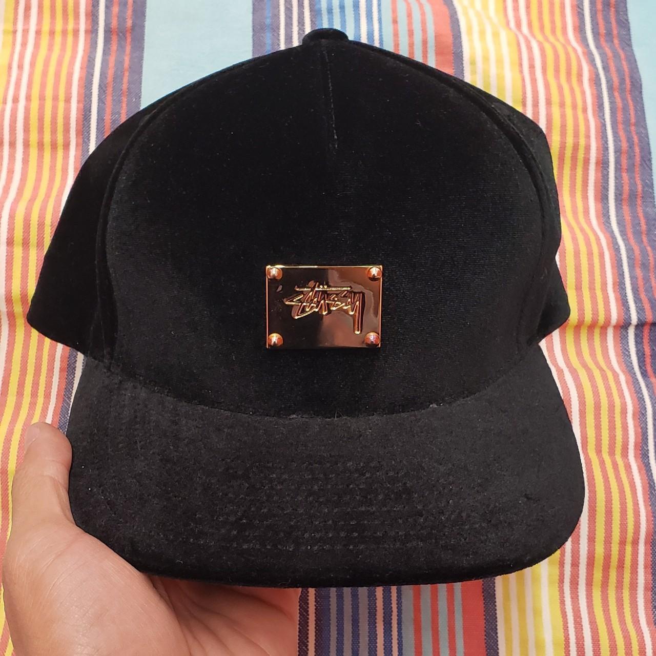Stussy Velvet Gold Plate Cap Hat, Black / Gold , size...