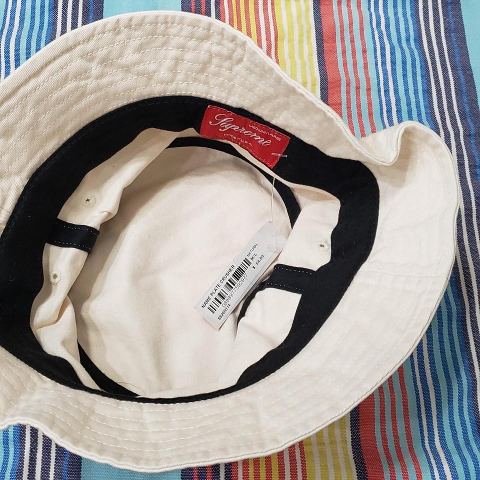 Supreme Nameplate Crusher Bucket Hat White size... - Depop